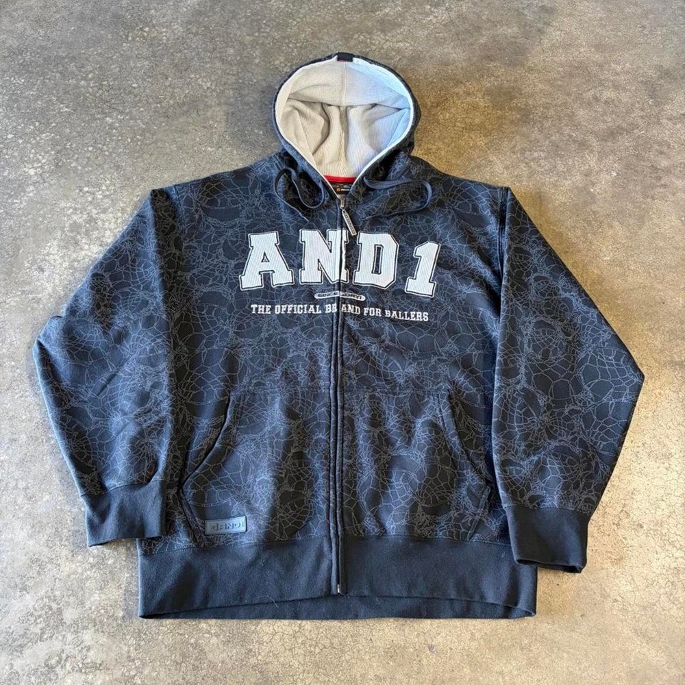 AND1 Y2K Skater Hoodie Black Men's XL